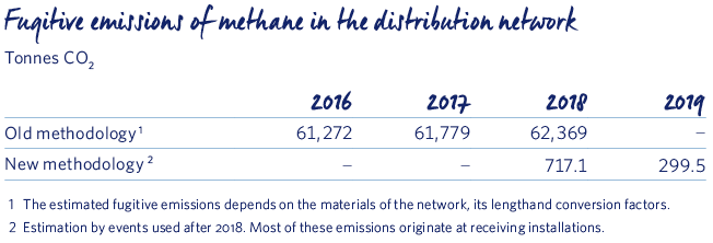 Fugitive emissions of methane in the distribution network 2019 MRG